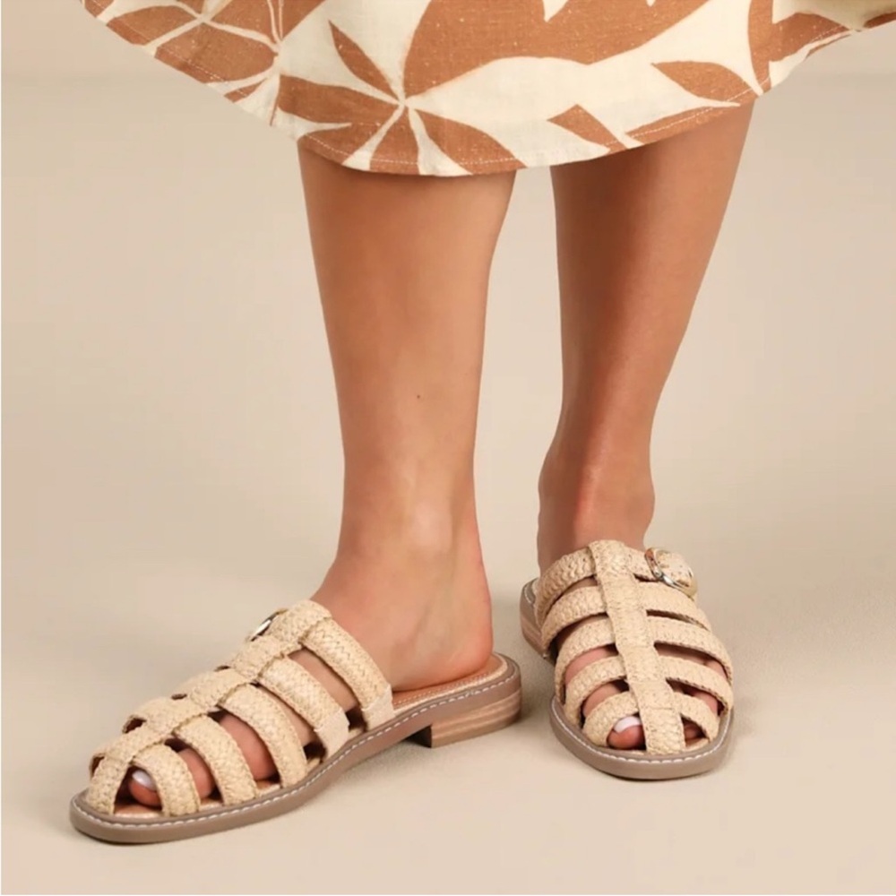 Dolce Vita falcun Woven Tan Sandals slip on size 7.5